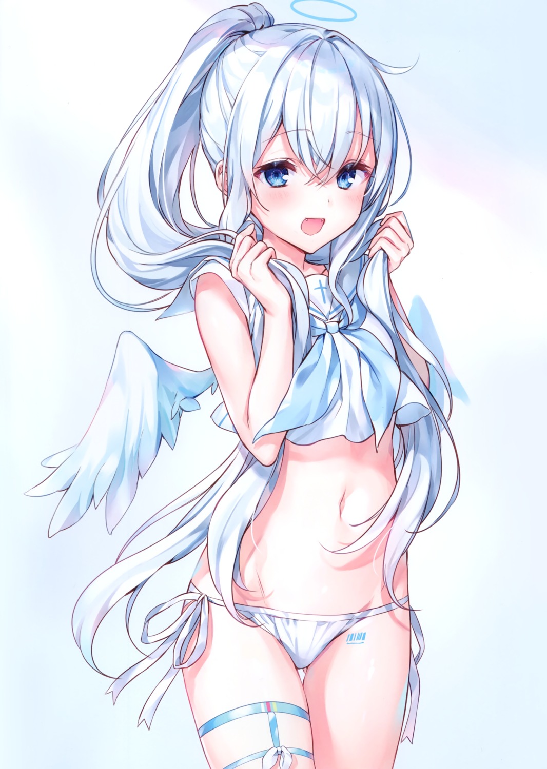 angel bikini garter komeshiro_kasu seifuku swimsuits tattoo wings yobi_gakka