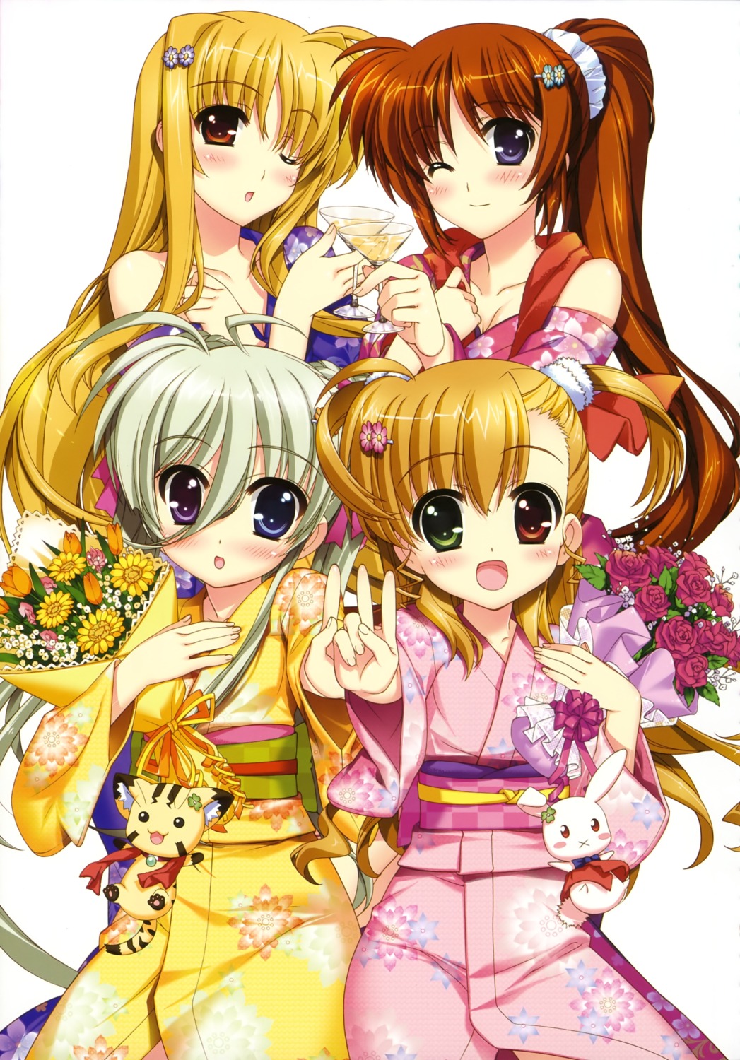 asteion einhart_stratos fate_testarossa fujima_takuya heterochromia mahou_shoujo_lyrical_nanoha mahou_shoujo_lyrical_nanoha_vivid sacred_heart takamachi_nanoha vivio yukata