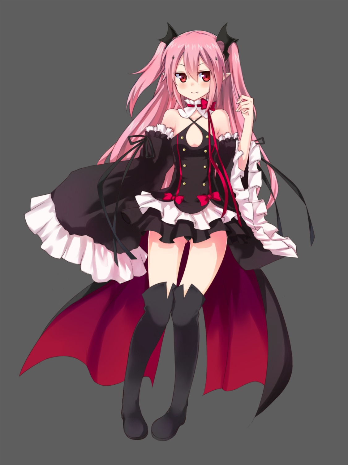 cleavage dress gu_ge krul_tepes owari_no_seraph pointy_ears thighhighs