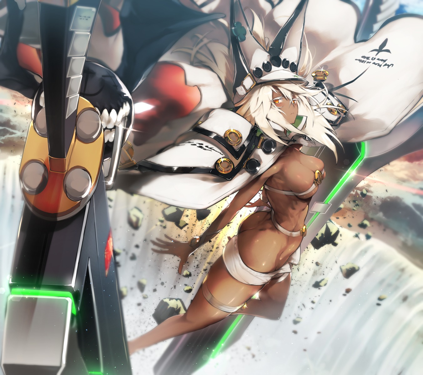 ass garter guilty_gear guilty_gear_xrd nishiide_kengorou no_bra ramlethal_valentine sword