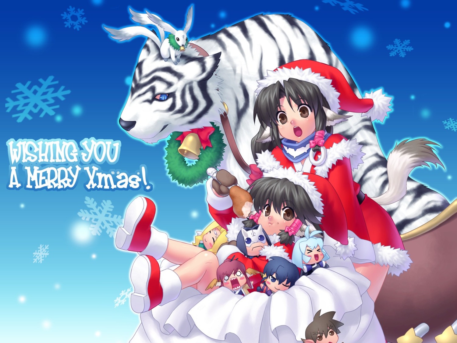 animal_ears aruruu chibi christmas eruruu hakuoro jpeg_artifacts kamyu karura mukkuru oboro touka urutori utawarerumono wallpaper zen