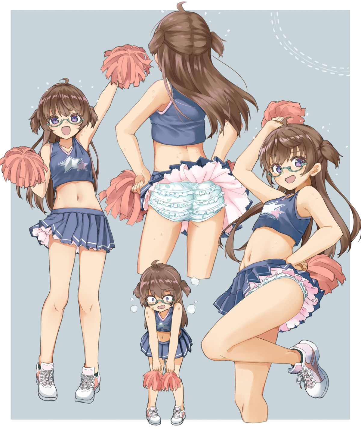 ass cheerleader megane pantsu sekira_ame skirt_lift