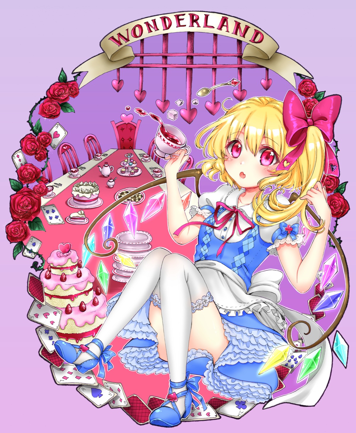 alice_in_wonderland crossover flandre_scarlet heels pastel_(iero-guri-nn) thighhighs touhou wings