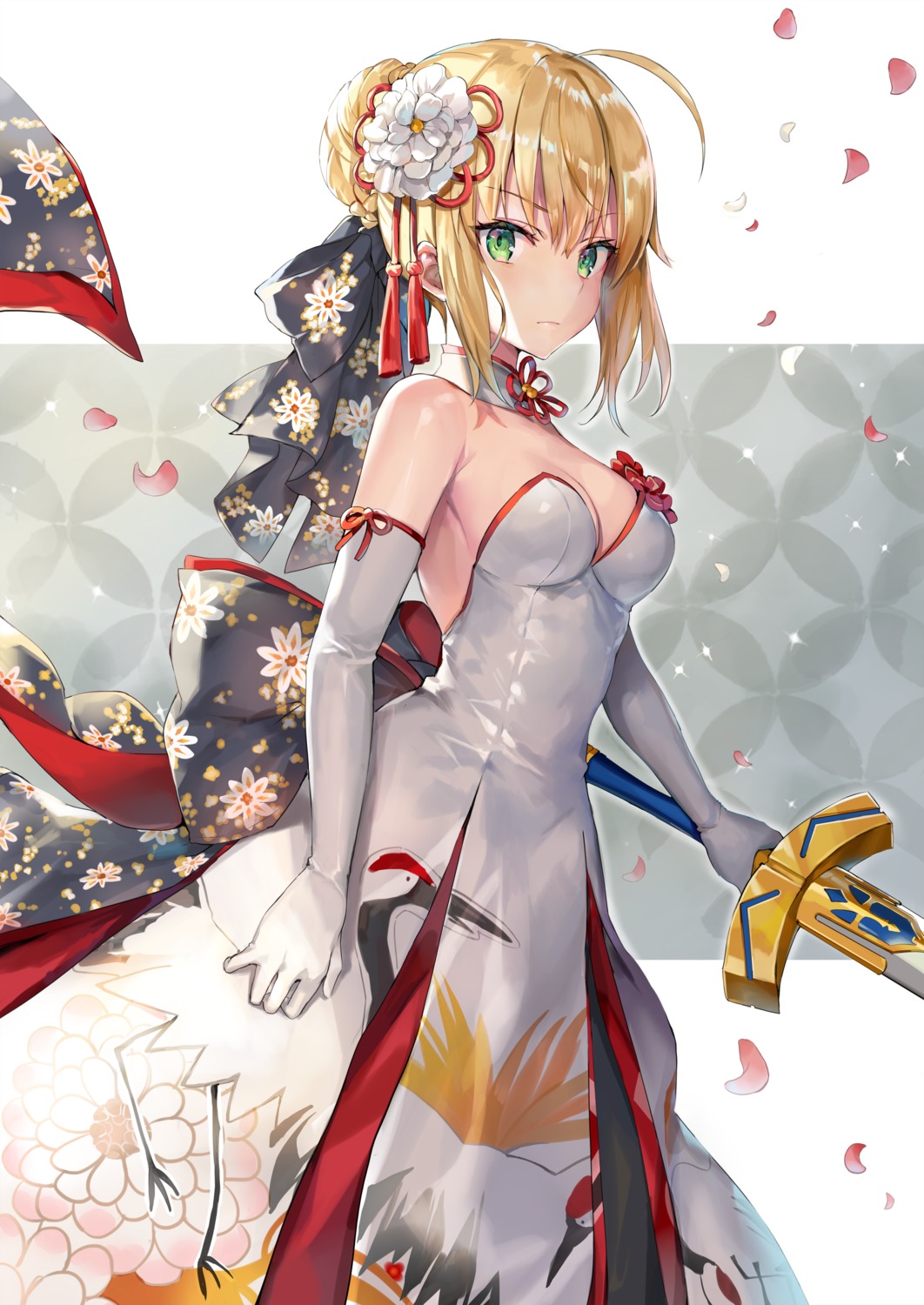 cleavage dress fate/grand_order fate/stay_night momoko_(momopoco) saber sword