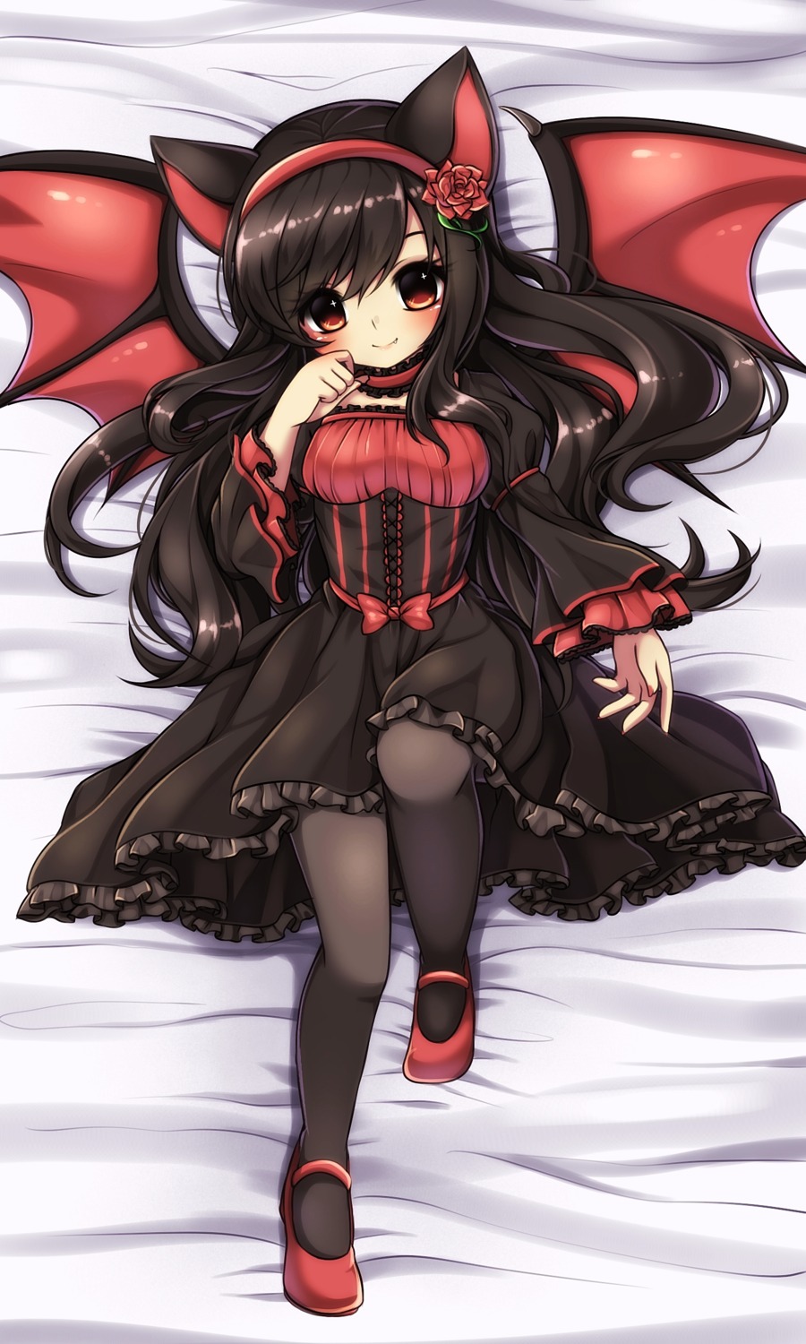 animal_ears dress gothic_lolita lolita_fashion midna01 pantyhose wings