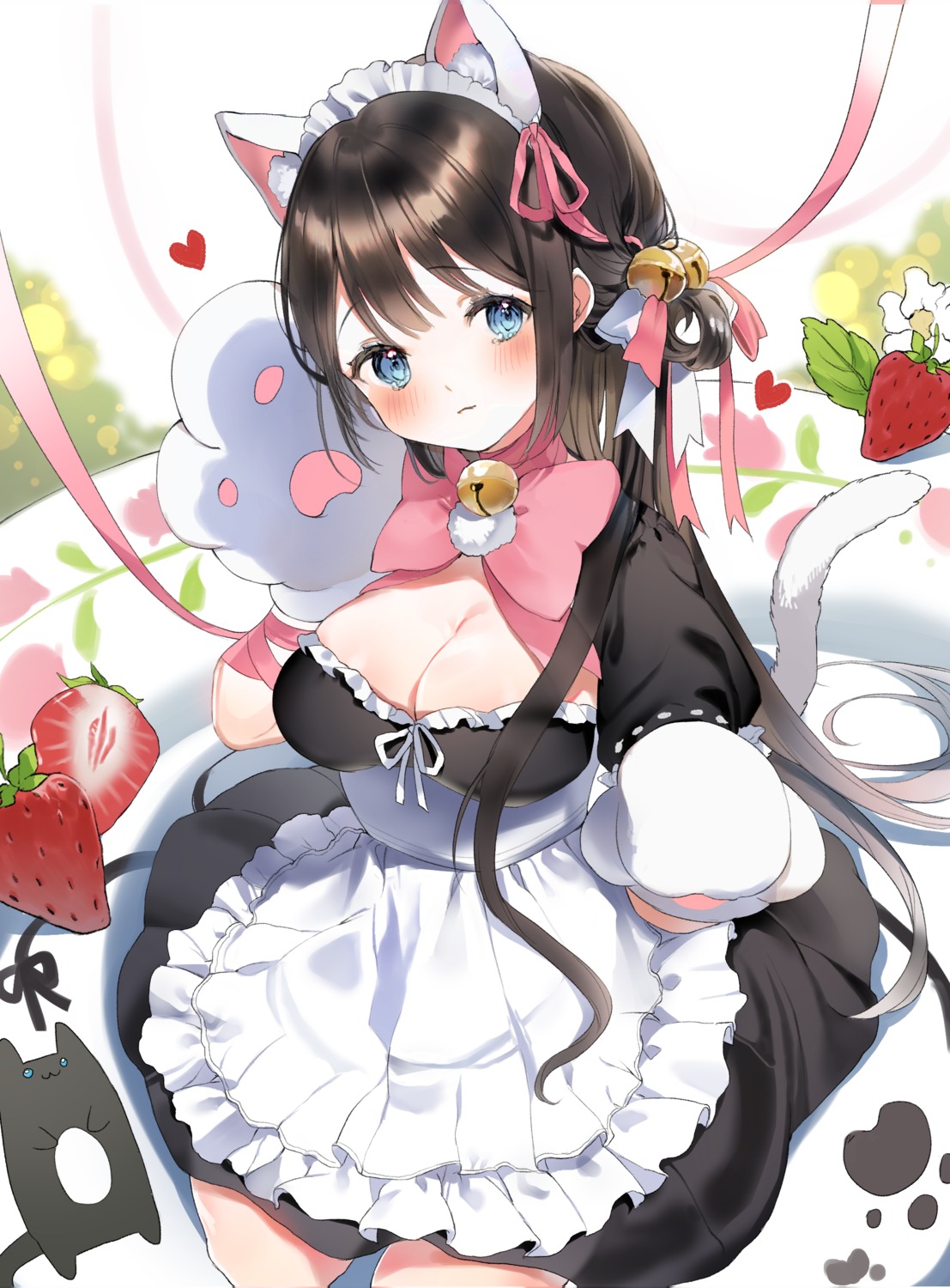 2sham animal_ears cleavage maid nekomimi tail