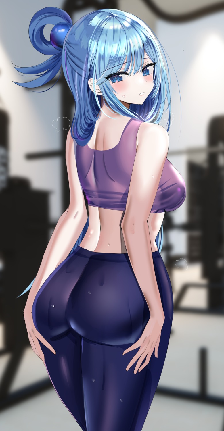 aqua_(konosuba) ass gym_uniform hanasaka_houcha kono_subarashii_sekai_ni_shukufuku_wo!