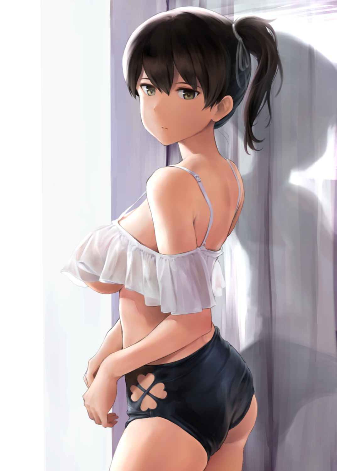 ass bikini kaga_(kancolle) kantai_collection see_through swimsuits wa_(genryusui)