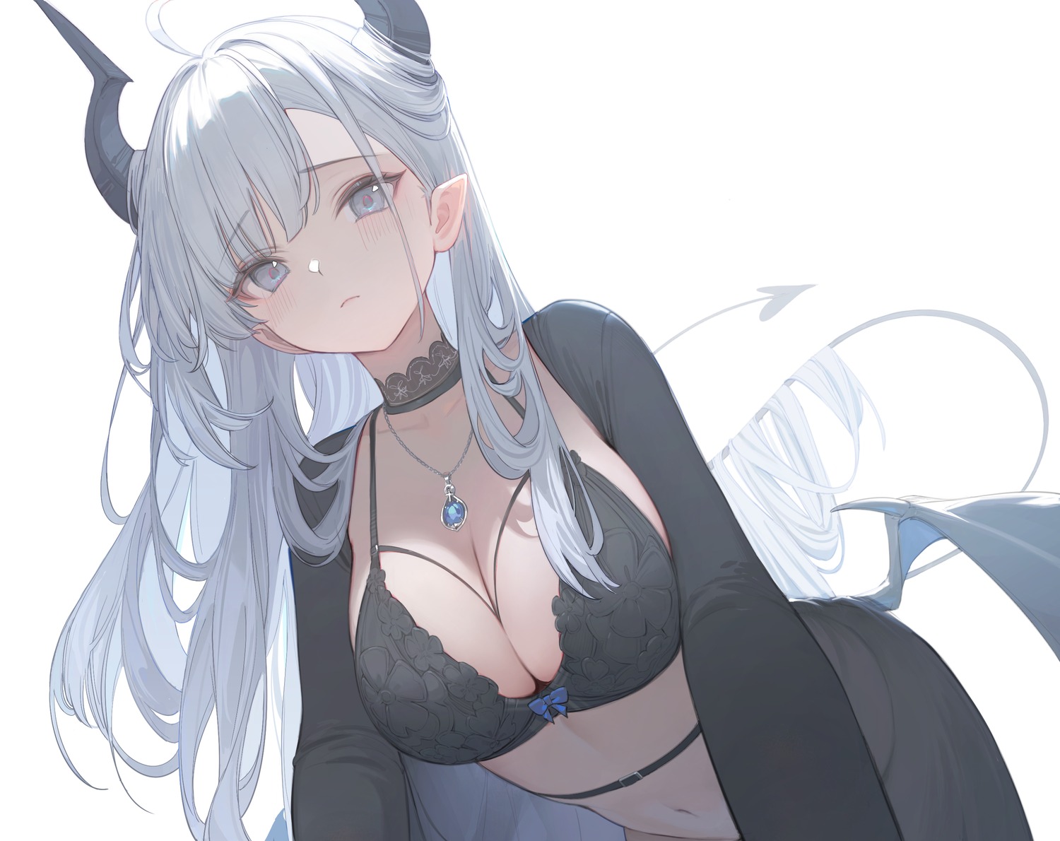 bra horns nekojira pointy_ears tail thea_(nekojira)