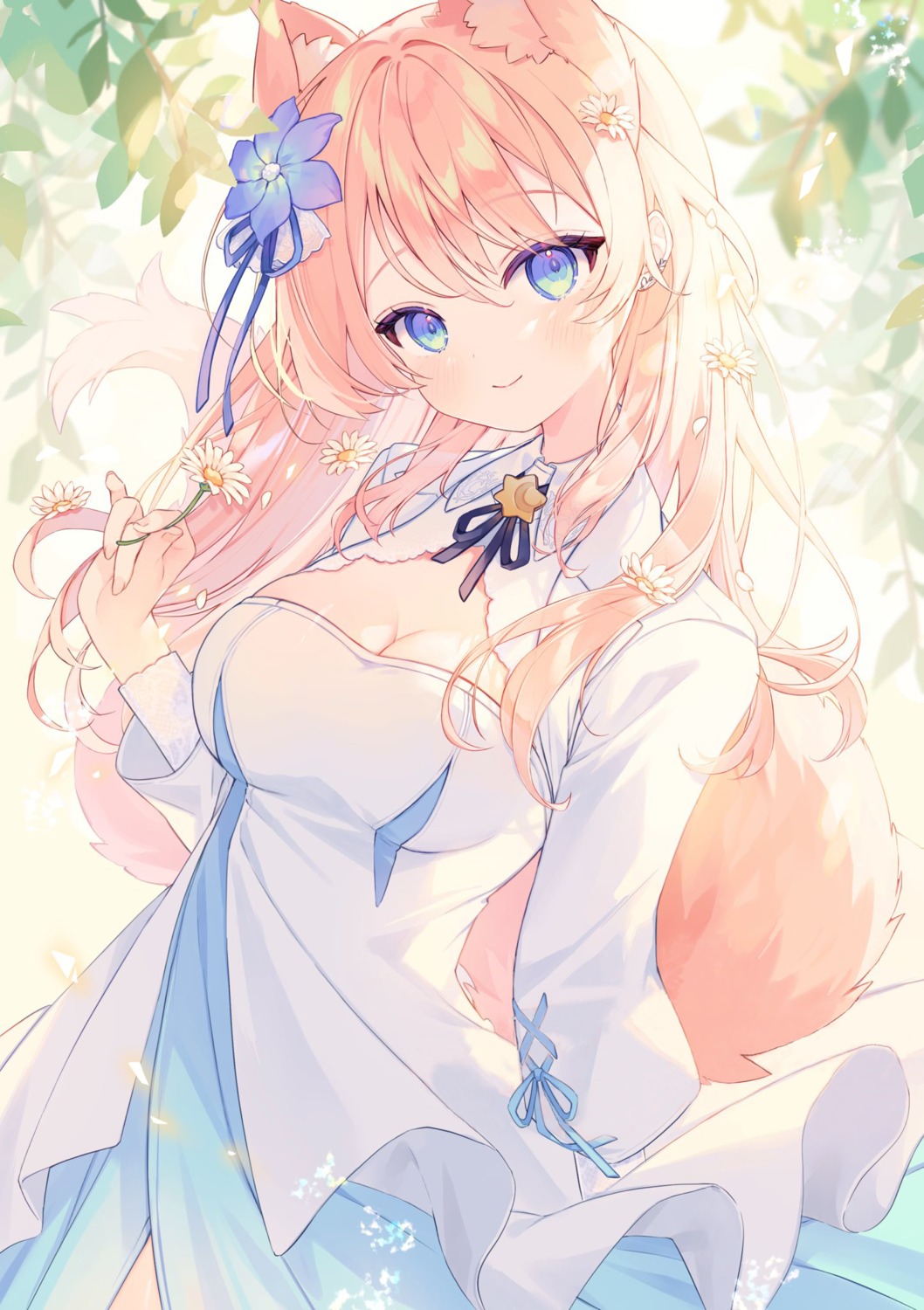 animal_ears cleavage detexted dress hizuki_rurufu komomo_(2899) snack_nili tail