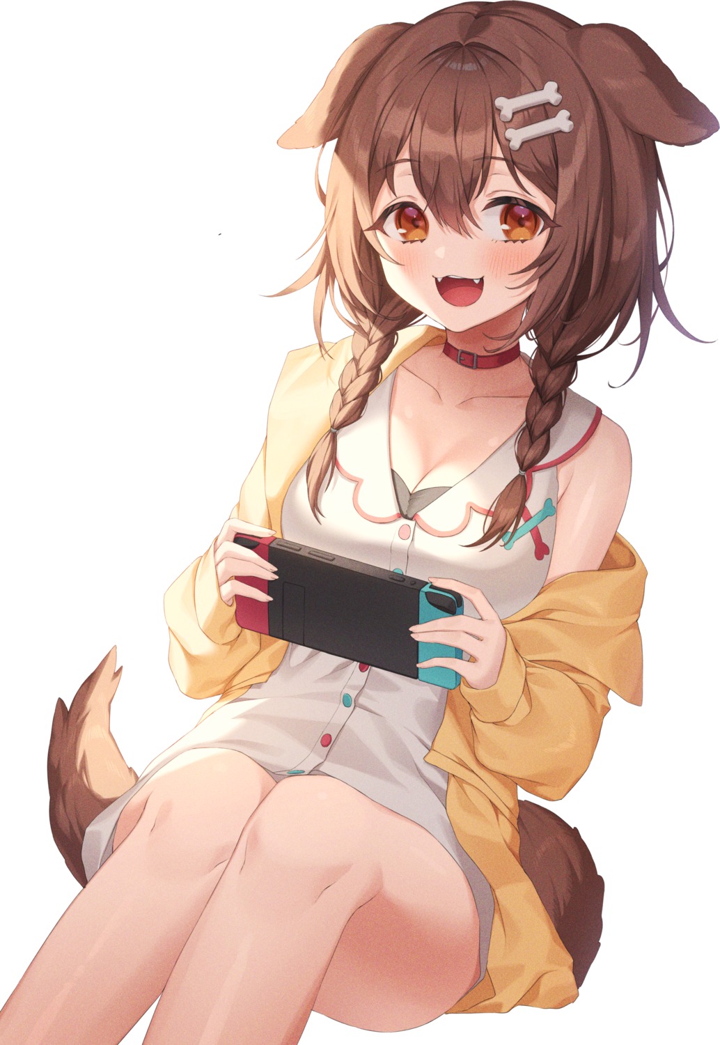 animal_ears cleavage hololive hololive_gamers inugami_korone inumimi skirt_lift tail xiho_(xi_ho_)