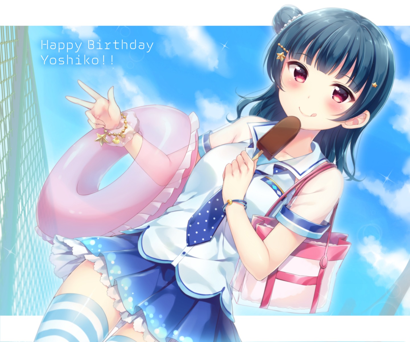 hazuki_(sutasuta) love_live!_sunshine!! thighhighs tsushima_yoshiko