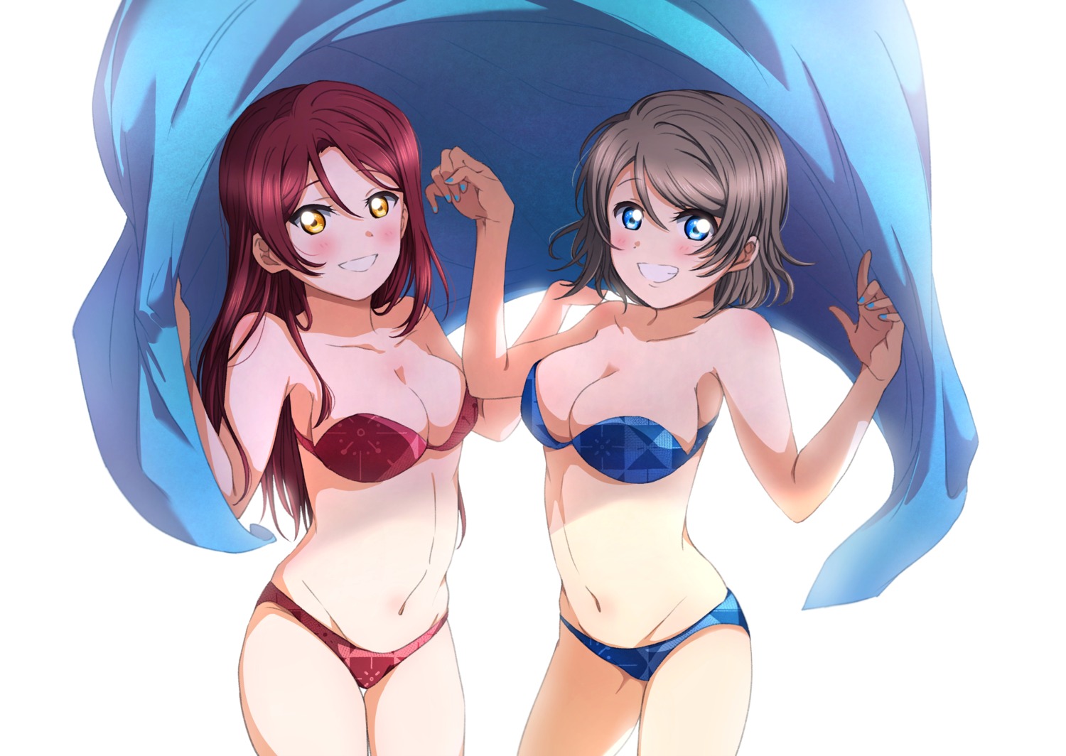 bikini love_live!_sunshine!! saginuma_riko swimsuits watanabe_you yuchi_(salmon-1000)