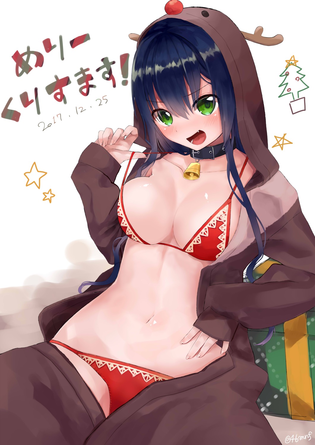 bikini christmas open_shirt shiromonefu swimsuits