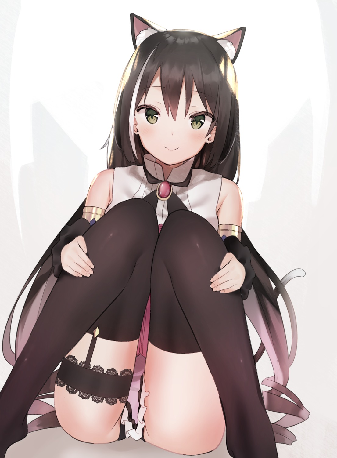 animal_ears garter idemitsu karyl_(princess_connect) nekomimi pantsu princess_connect princess_connect!_re:dive skirt_lift stockings tail thighhighs