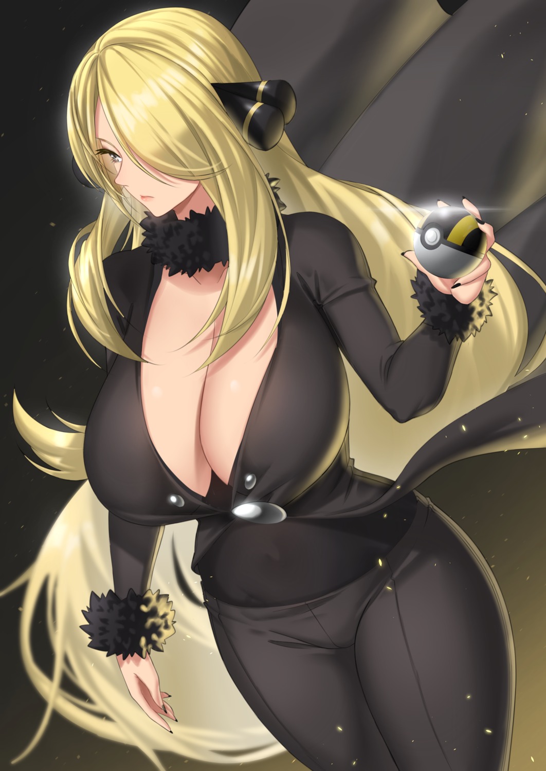 anima_(togashi) cleavage no_bra open_shirt pokemon pokemon_bdsp pokemon_dppt shirona_(pokemon)