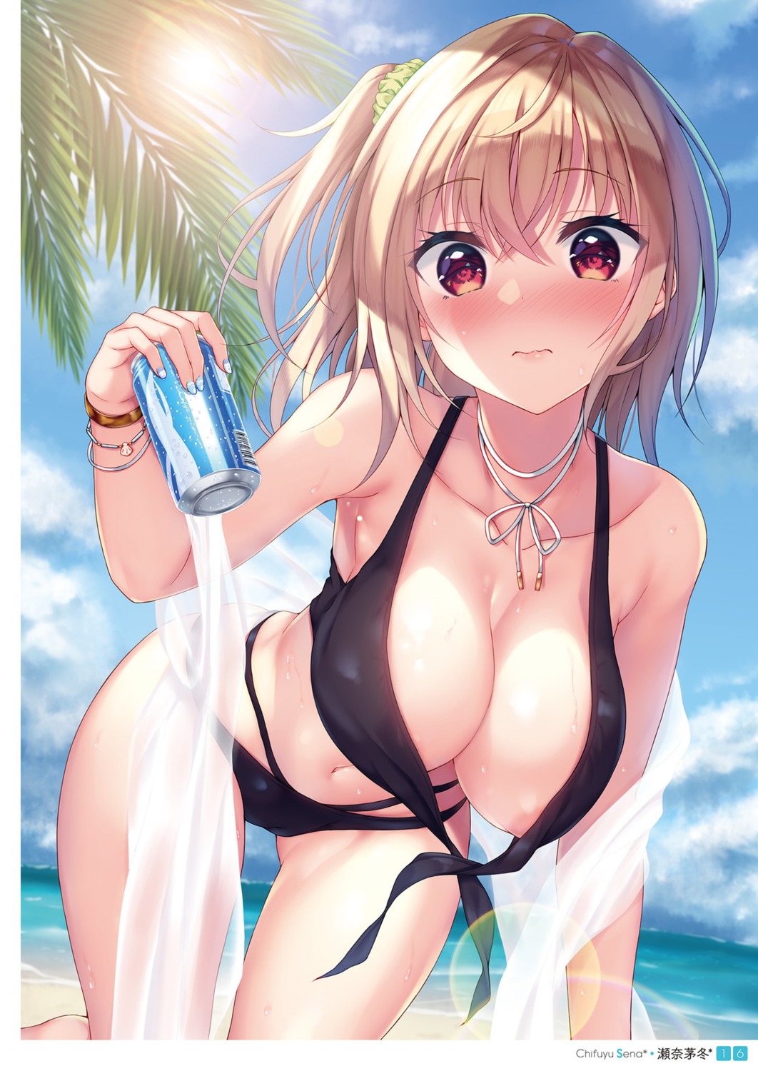 areola bikini cleavage sena_chifuyu swimsuits wardrobe_malfunction wet