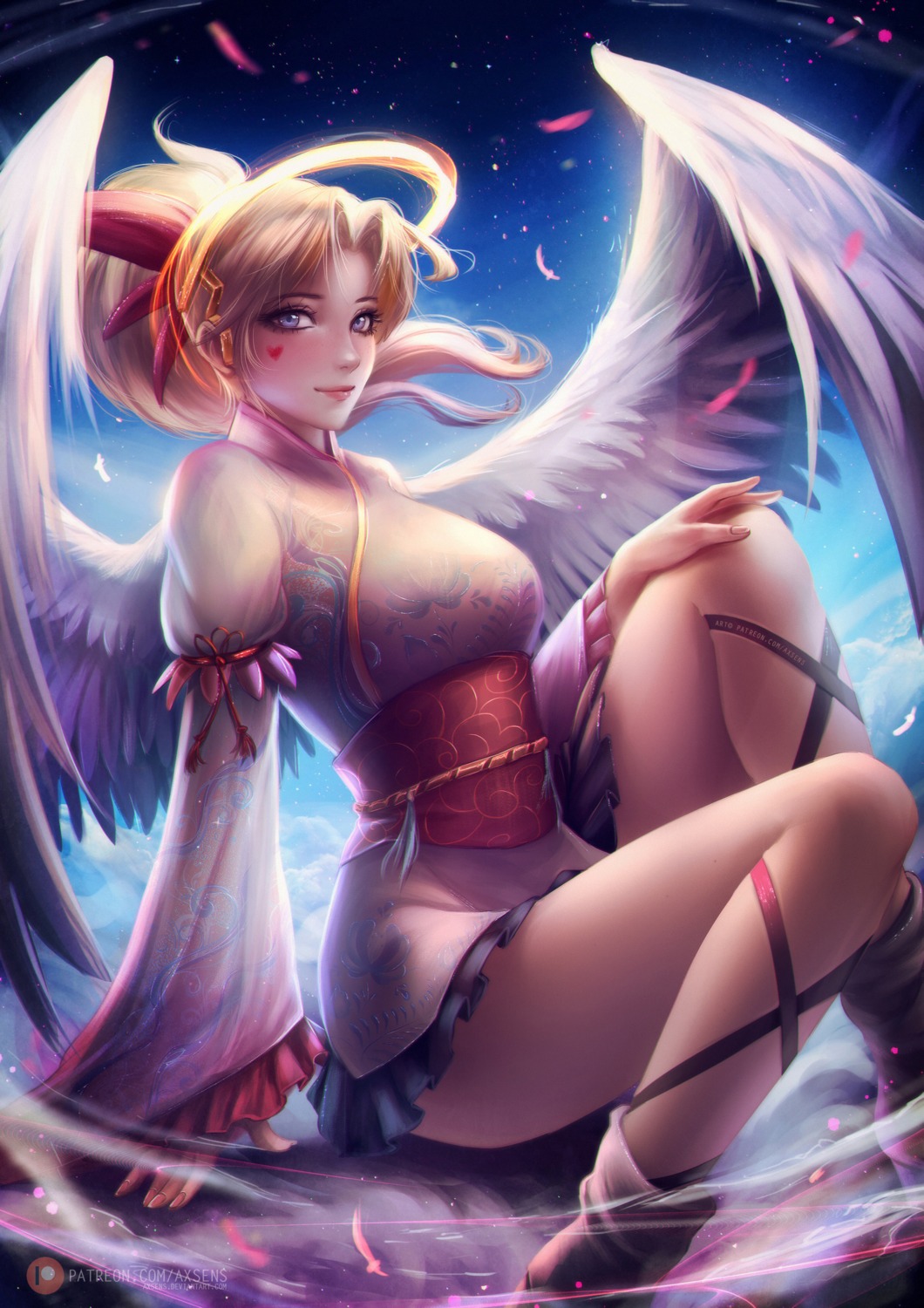 asian_clothes axsens mercy_(overwatch) overwatch wings