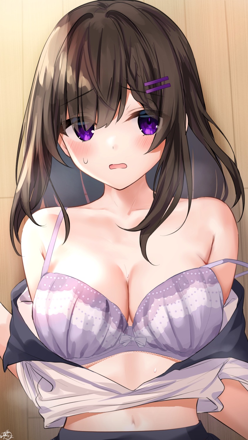 bra chapatsu-chan_(ramchi) cleavage open_shirt ramchi