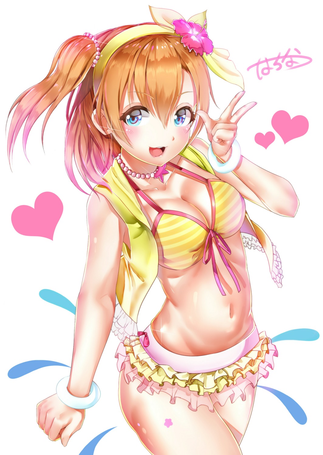 bikini cleavage hachinatsu kousaka_honoka love_live! open_shirt swimsuits