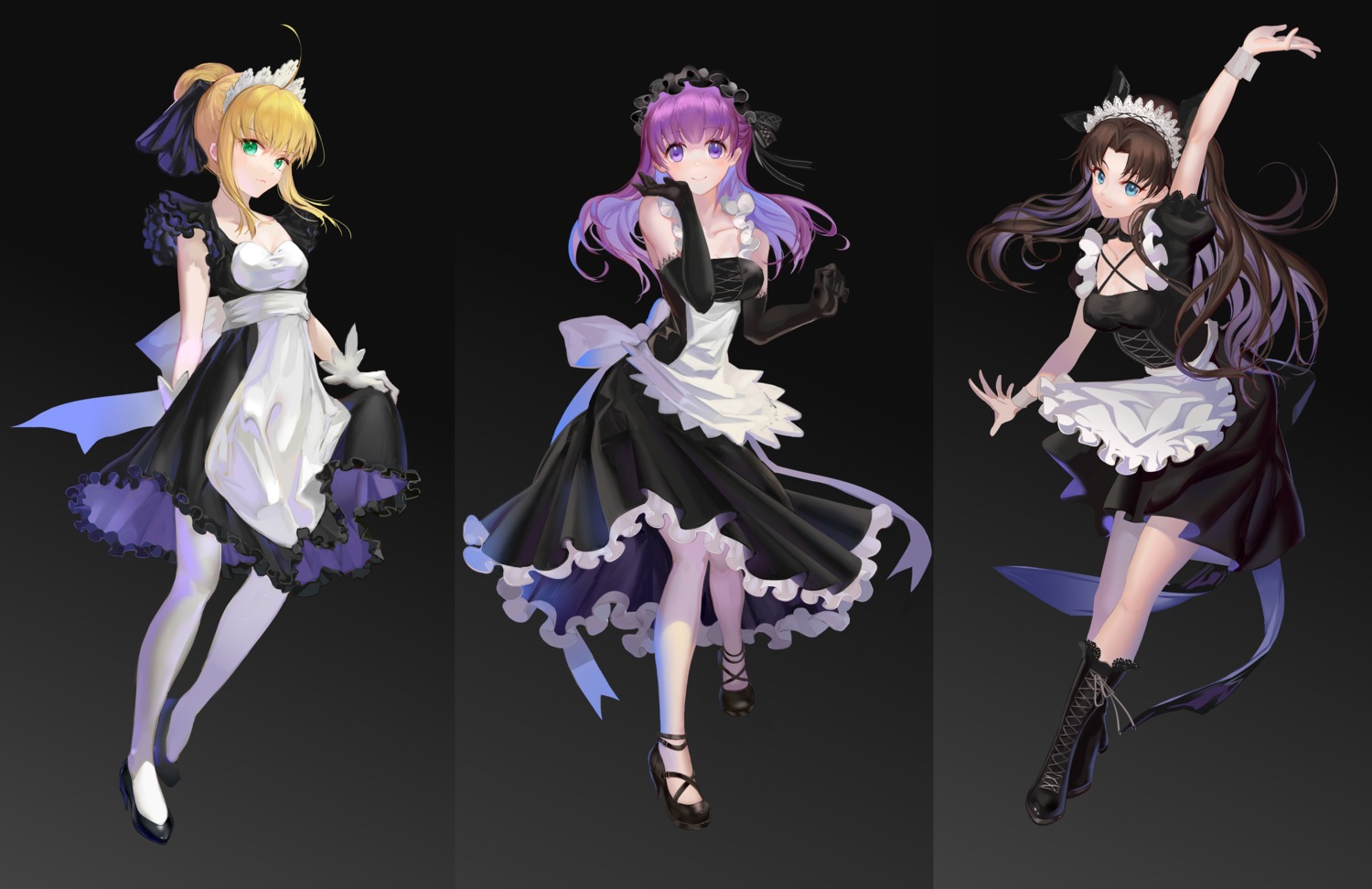 fate/stay_night heels maid matou_sakura saber toosaka_rin vanink