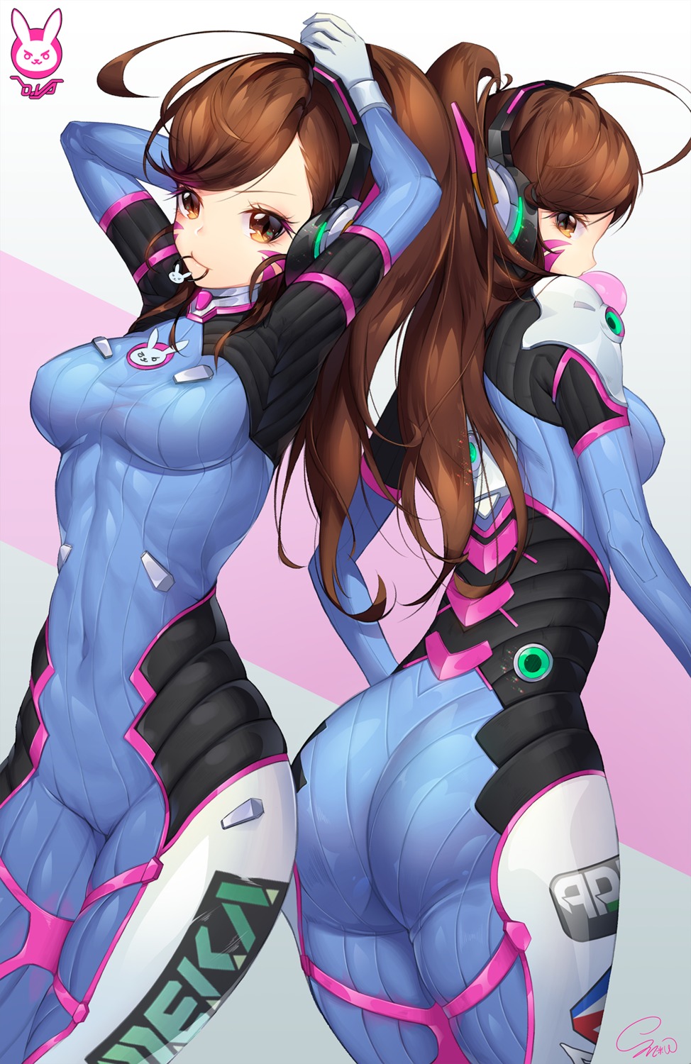 ass bodysuit d.va headphones overwatch snow_is