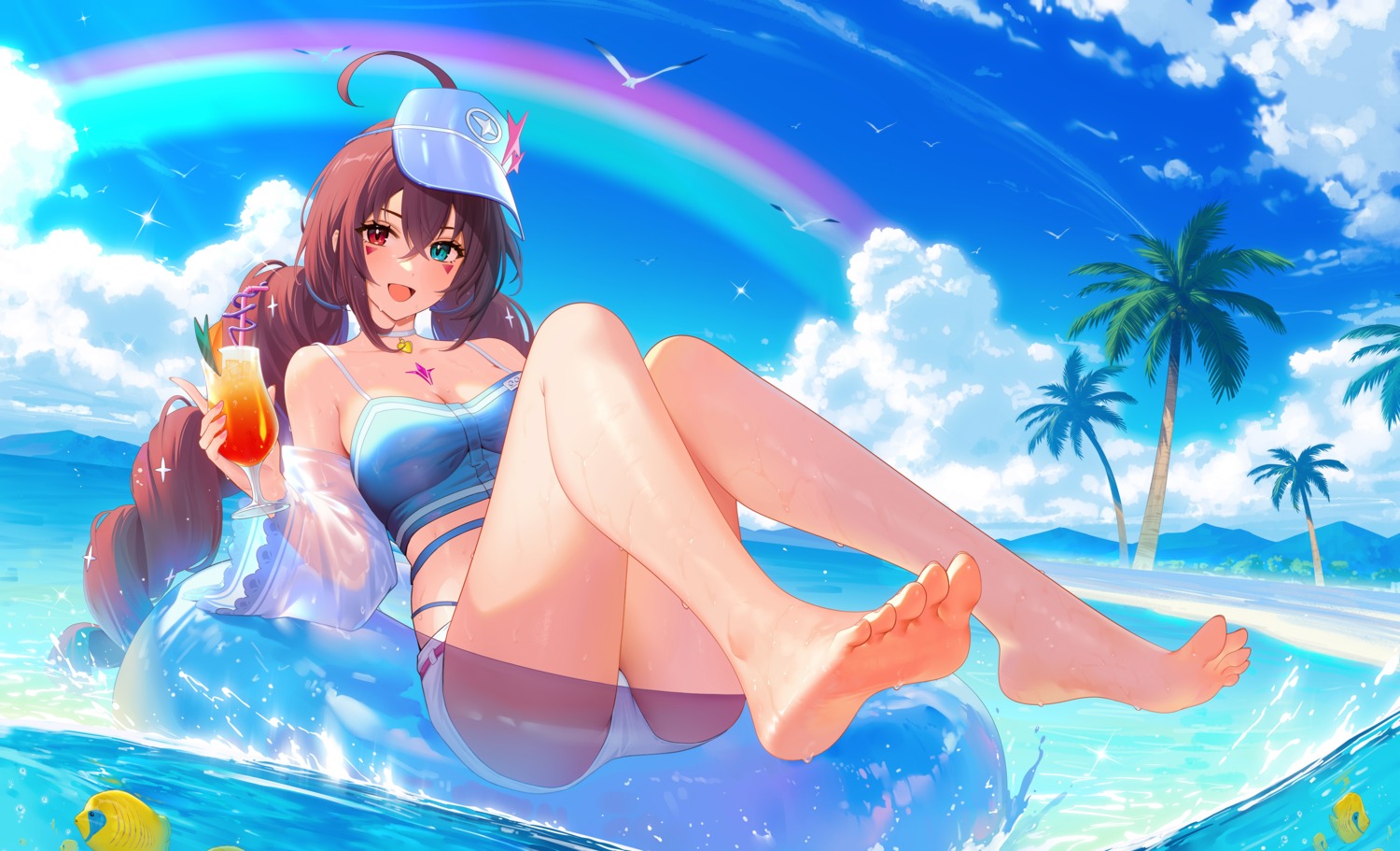 95--- bikini epic7 feet heterochromia luluca_(epic7) megane see_through swimsuits tattoo