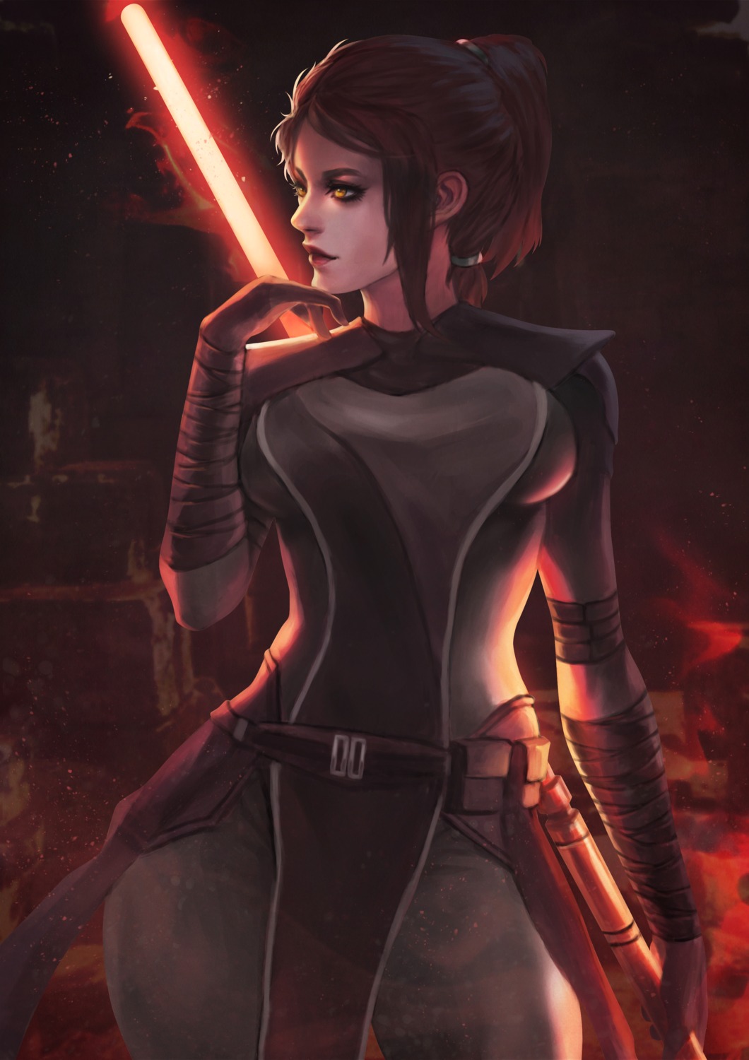 bandages bastila_shan bodysuit monori_rogue star_wars weapon