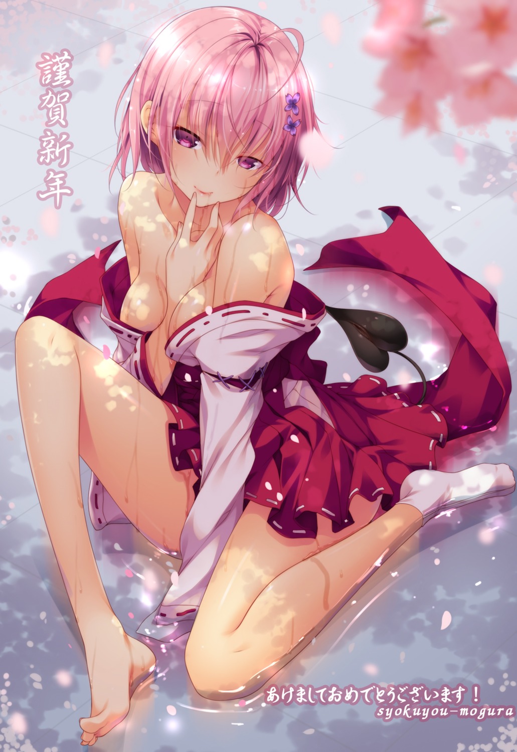 breasts feet miko mogu momo_velia_deviluke no_bra open_shirt tail to_love_ru to_love_ru_darkness wet