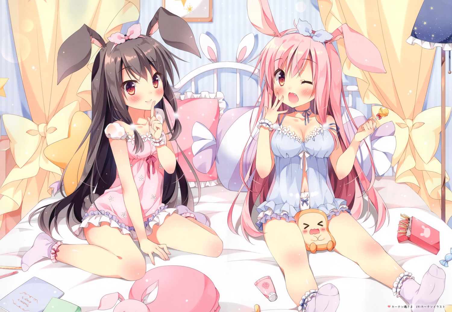 animal_ears bunny_ears cleavage lingerie pan pan_no_mimi pantsu see_through tail