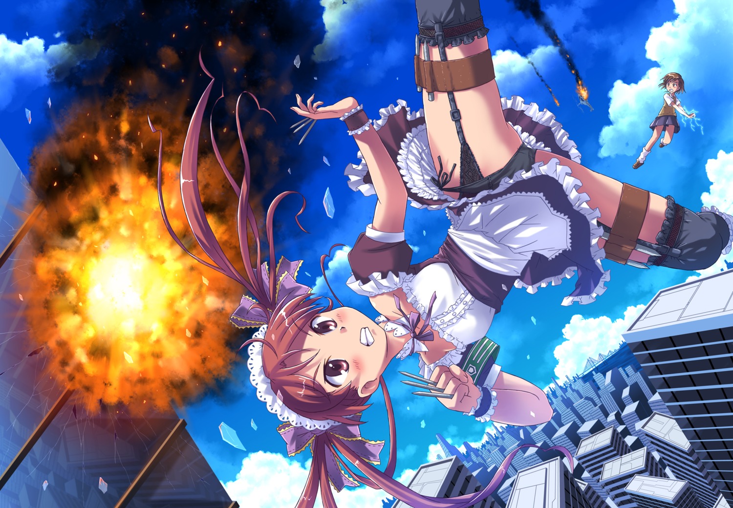 akisorapx garter_belt maid misaka_mikoto pantsu shirai_kuroko stockings string_panties thighhighs toaru_kagaku_no_railgun toaru_majutsu_no_index