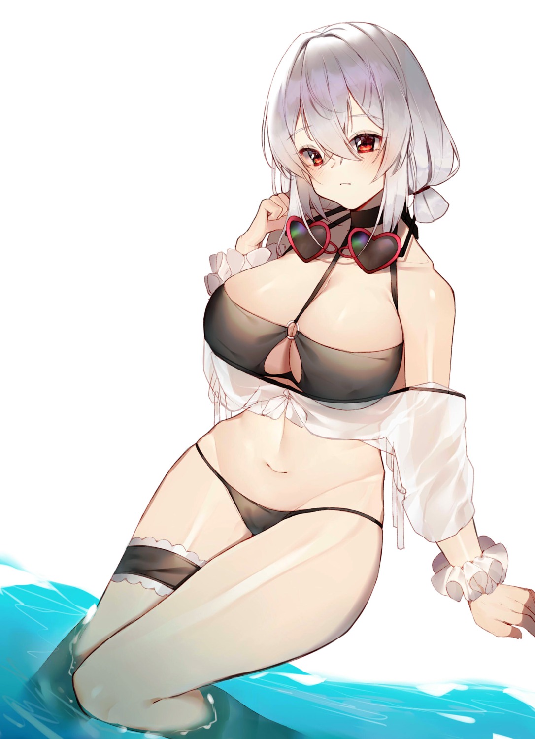 azur_lane bikini garter megane open_shirt see_through sirius_(azur_lane) swimsuits tia_(tia_1207) wet