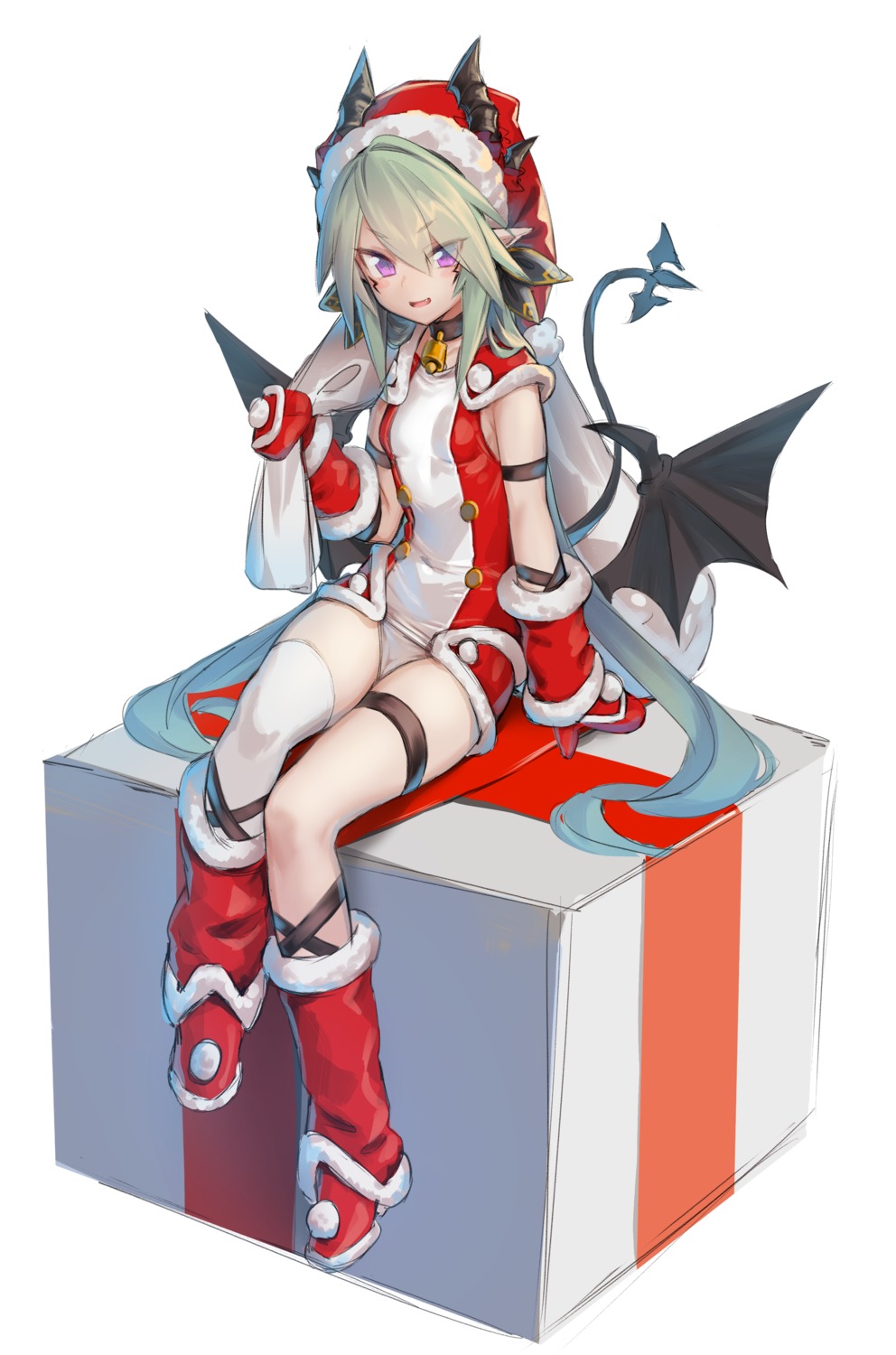 cameltoe christmas dio_uryyy horns pantsu pointy_ears tail thighhighs wings