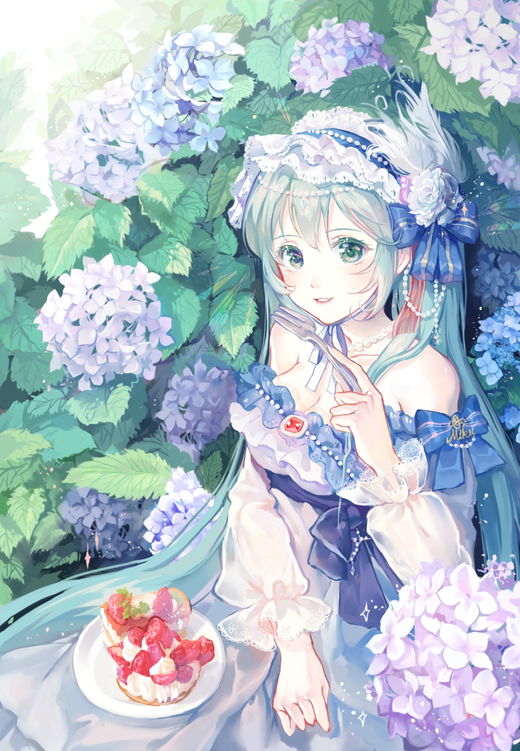 cleavage dress hatsune_miku maccha_(mochancc) vocaloid