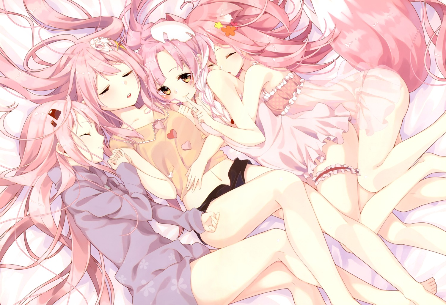 animal_ears garter kitsune lingerie pajama pantsu sakuragi_ren sakuranoiro see_through tail yuri