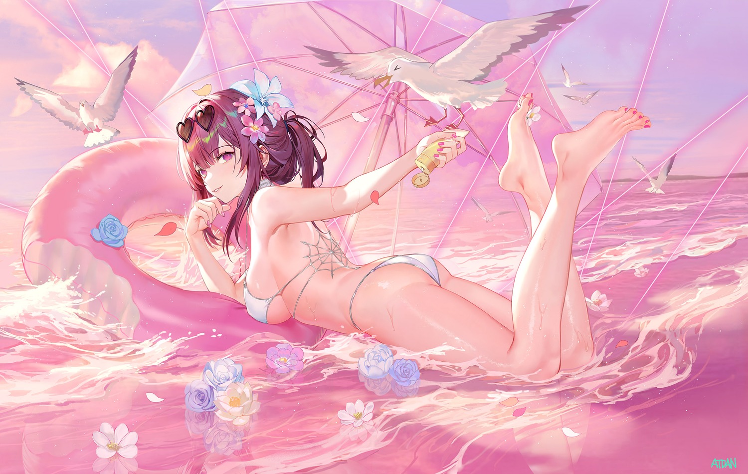 artist_revision ass atdan bikini feet honkai:_star_rail kafka_(honkai:_star_rail) megane swimsuits thong wet