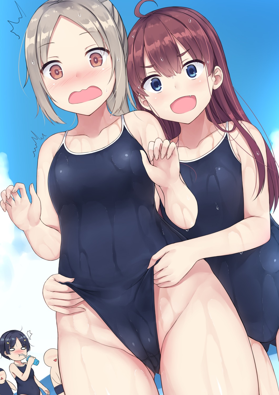 cameltoe mizunashi_kenichi school_swimsuit swimsuits wet yuri