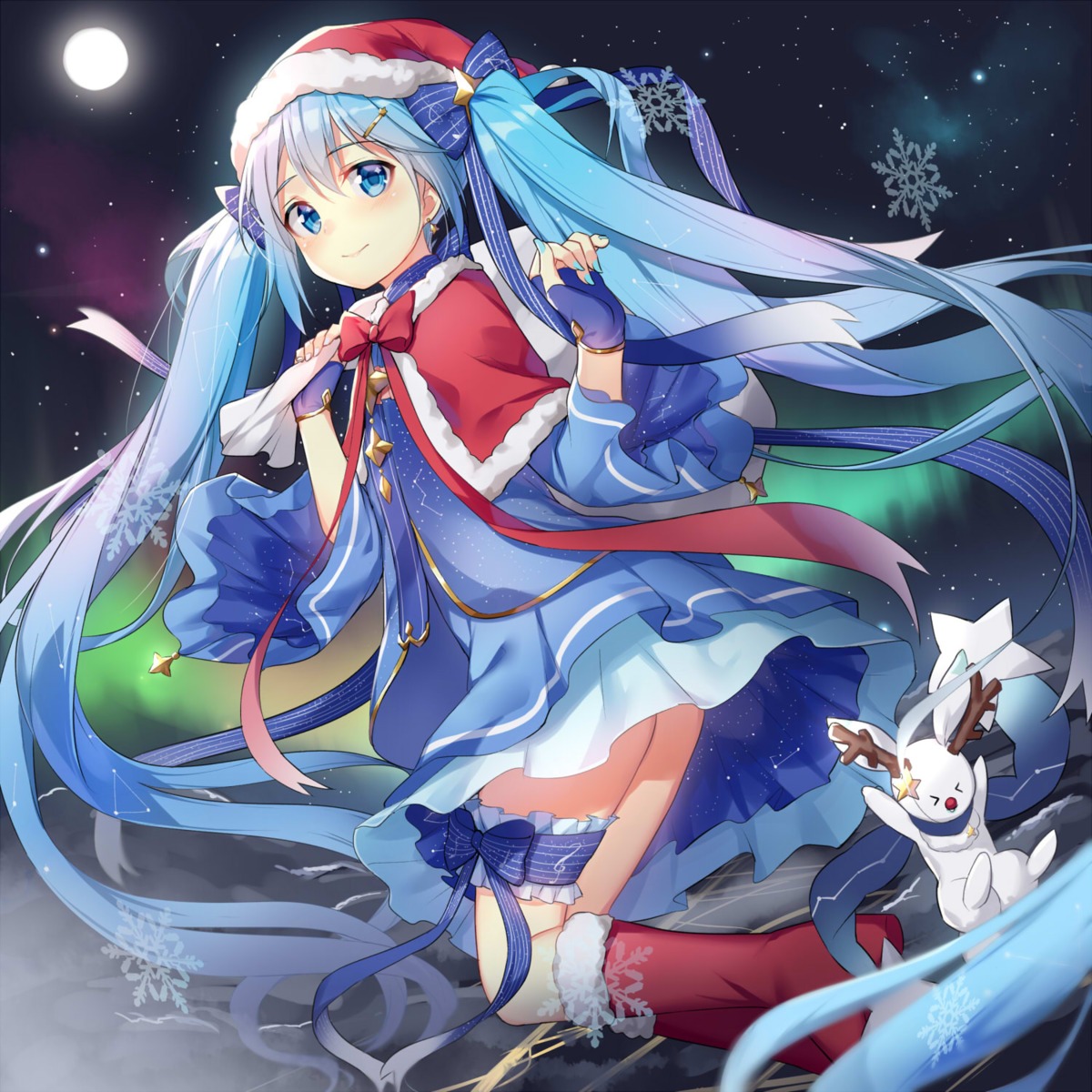 alexmaster christmas garter hatsune_miku vocaloid yuki_miku