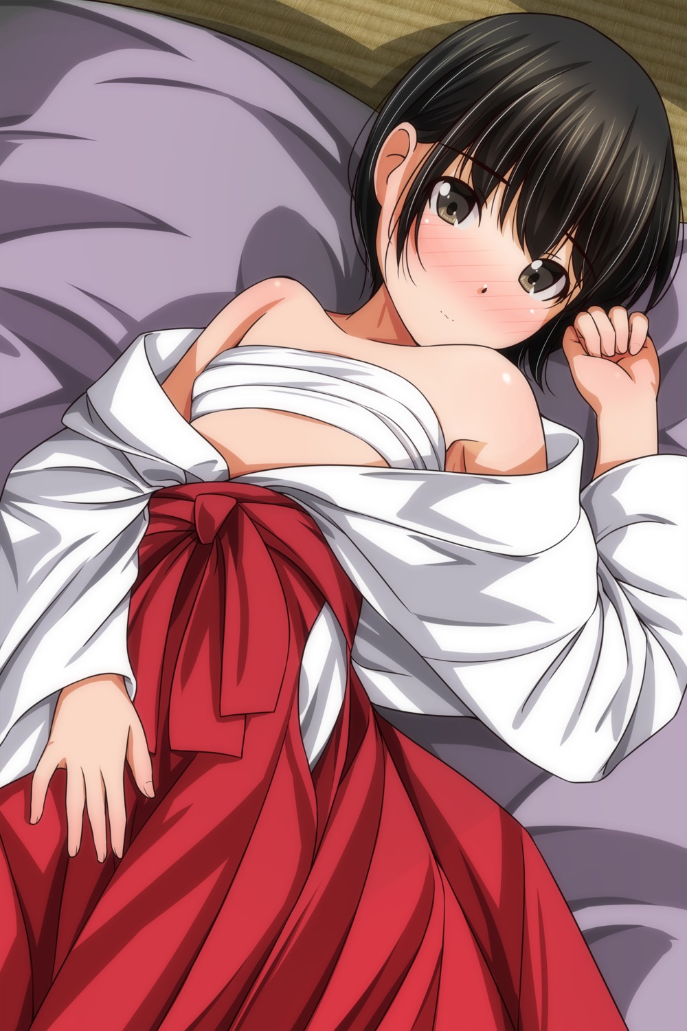 loli matsunaga_kouyou miko open_shirt sarashi