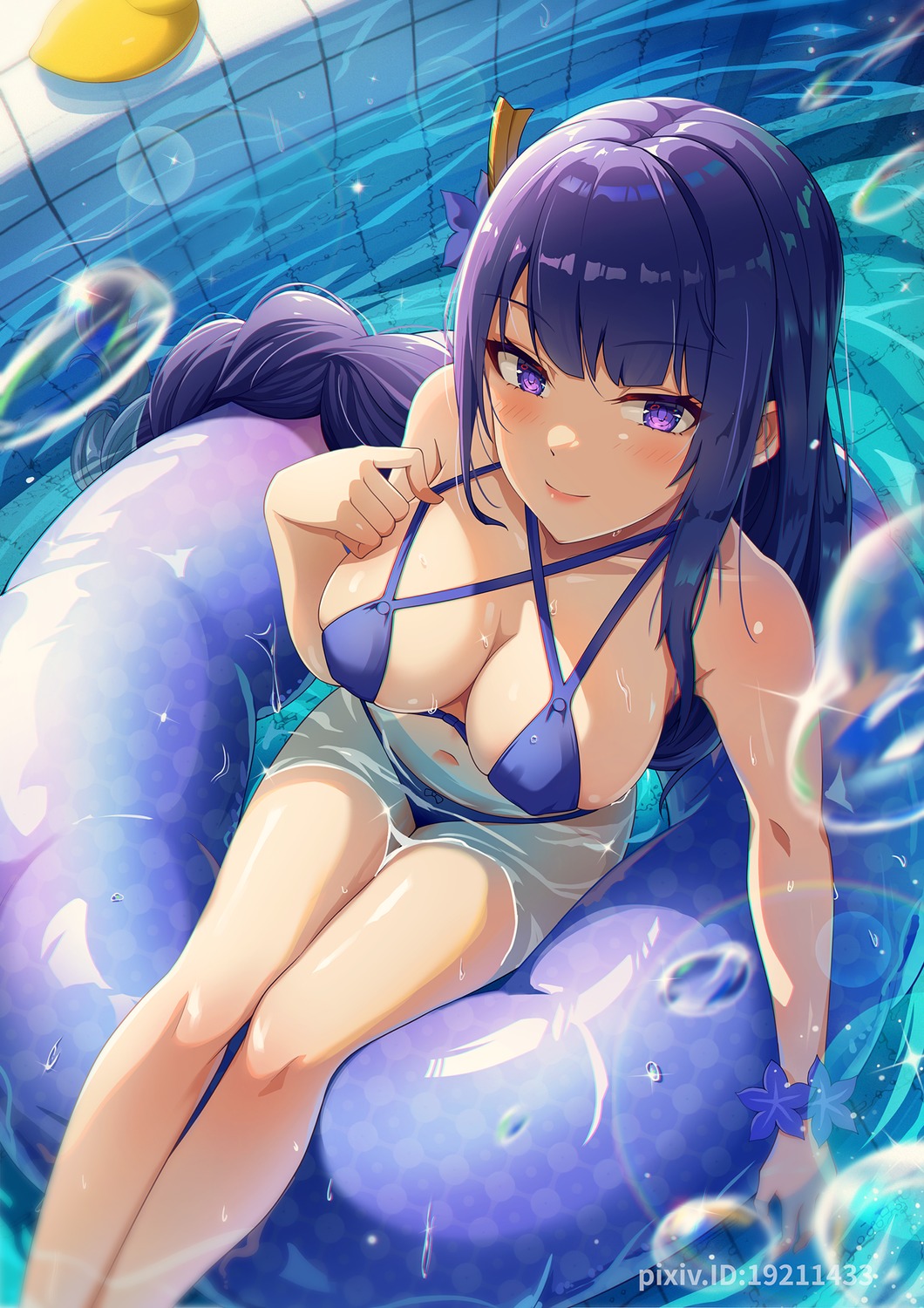 bikini genshin_impact raiden_shogun swimsuits wet xiayou_sieg