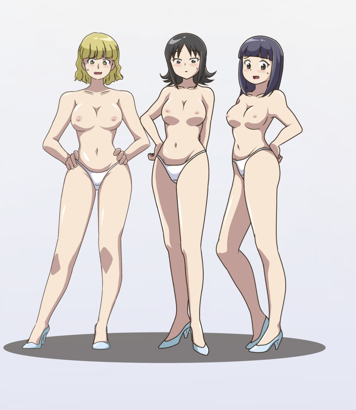 agent_aika aika_(series) blue_delmo blue_delmo_w heels kuroyoshi nipples pantsu topless waitress_delmo