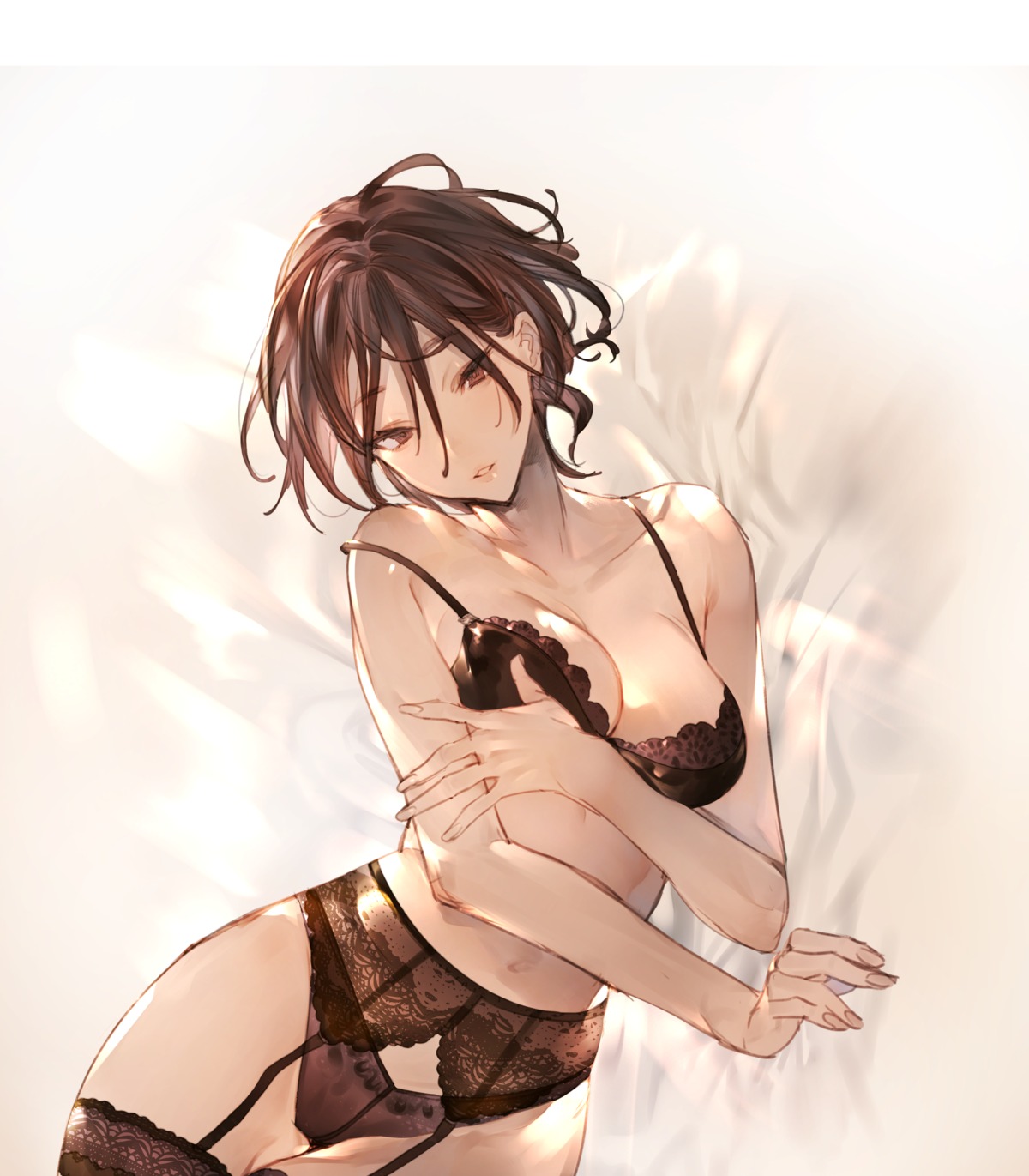 bra breast_hold garter_belt lingerie mayutsuba_mono pantsu stockings thighhighs