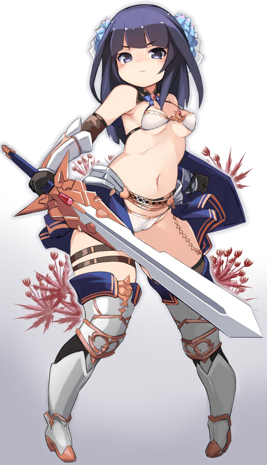 agatsuma_kaede alice_gear_aegis armor bikini cameltoe garter heels karukan swimsuits sword thighhighs underboob