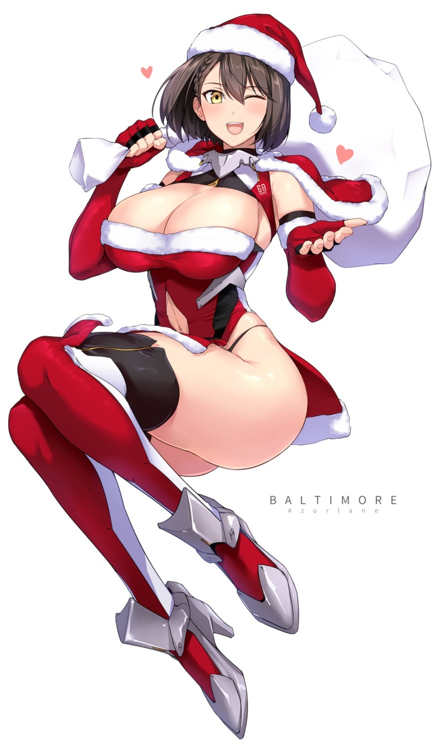 azur_lane baltimore_(azur_lane) christmas dress halcon heels no_bra pantsu skirt_lift thighhighs