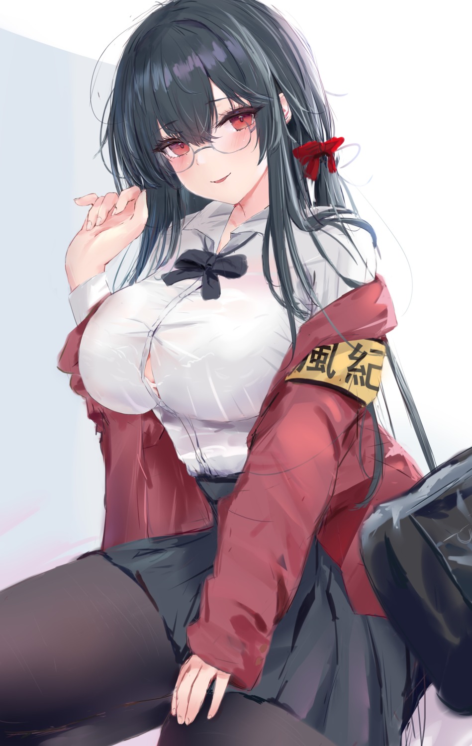 azur_lane bra lshiki megane pantyhose see_through seifuku sketch taihou_(azur_lane)