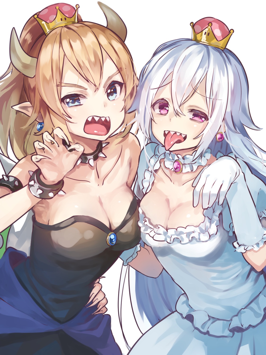 bowsette cleavage dress horns king_boo luigi's_mansion new_super_mario_bros._u_deluxe pointy_ears pomu princess_king_boo