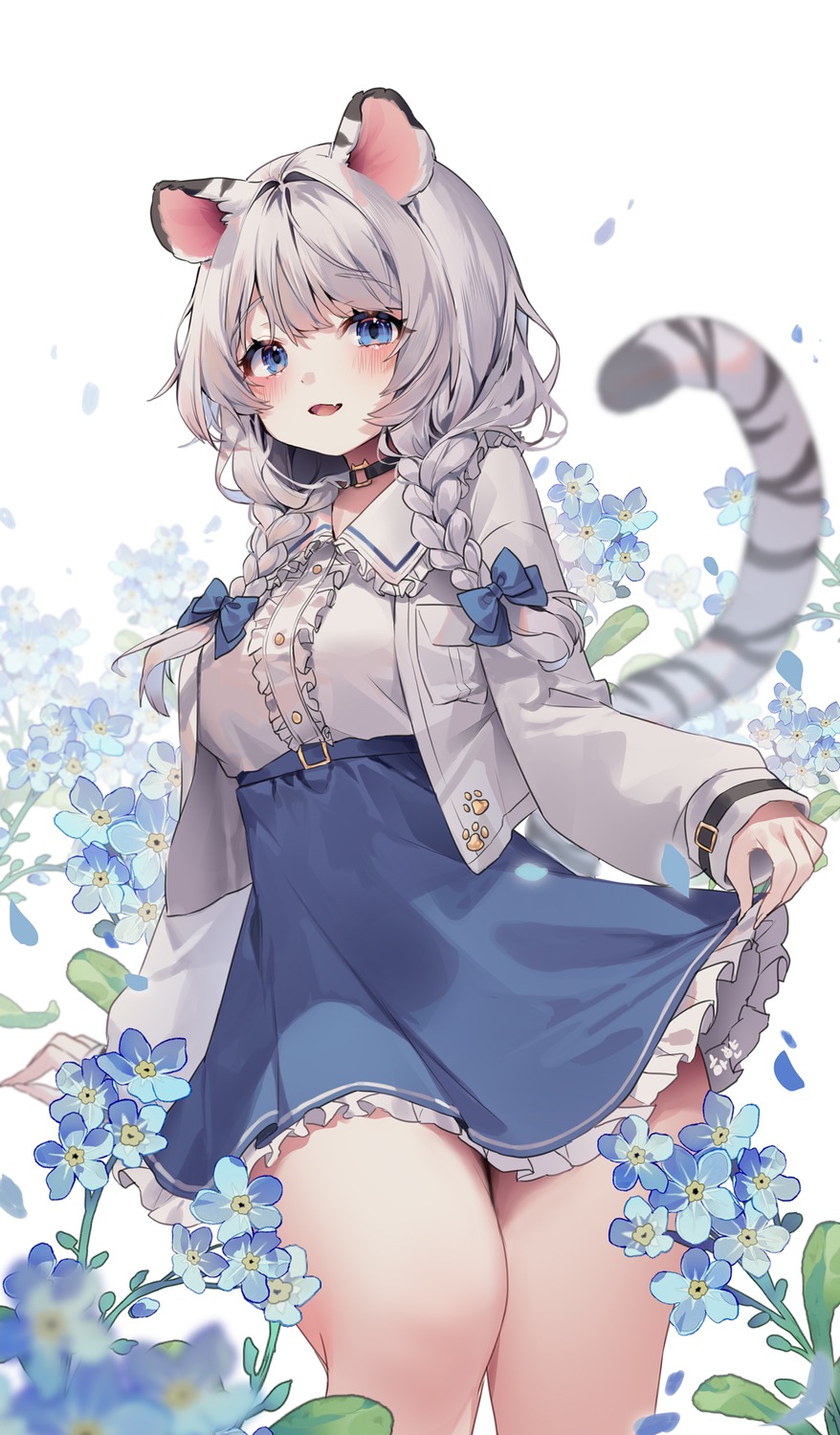 animal_ears indie_virtual_youtuber shiro_albino skirt_lift tail