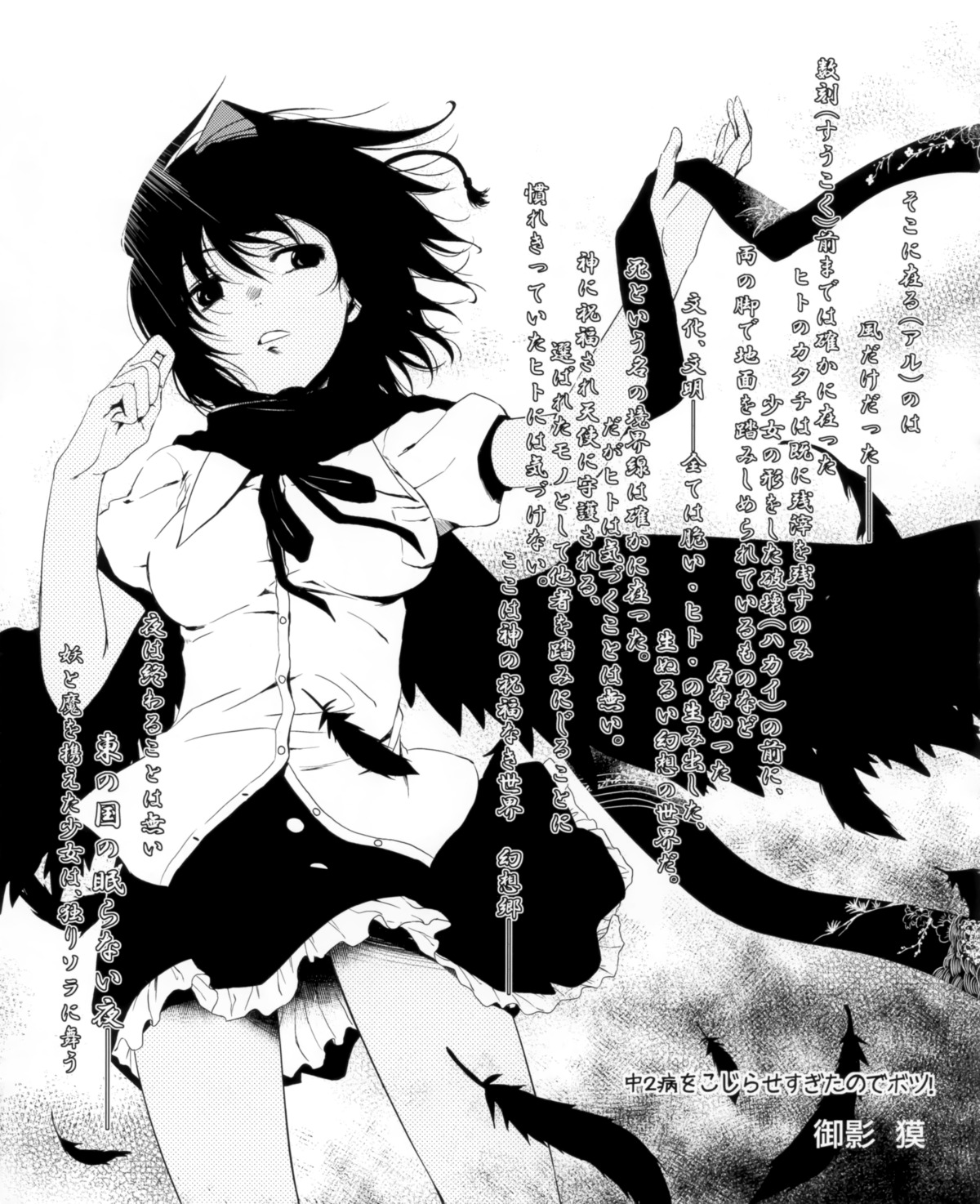 mikage_baku monochrome shameimaru_aya touhou