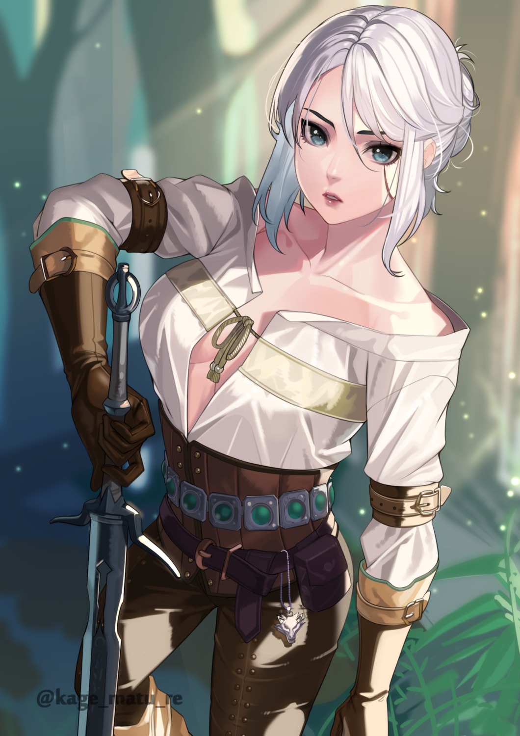 ciri cleavage kagematsuri no_bra sword the_witcher