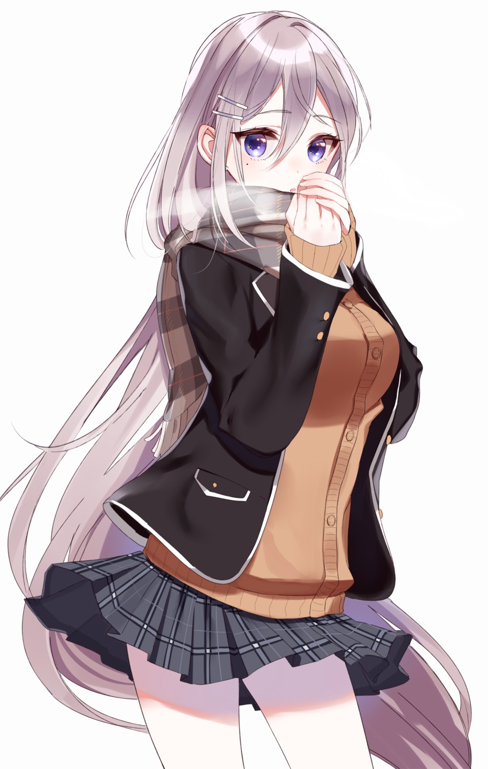 higuchi_kaede misumi nijisanji seifuku skirt_lift sweater